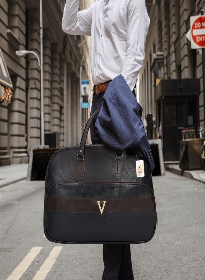 Ayaha Large Leather 20 Inch Duffle Bag for Travel Men and Women's Luaggage Duffel Bags Stylish Ideal Cabin Bag Weekender Bag for Travelling Overnight Carry Bag (Black) - Image 3